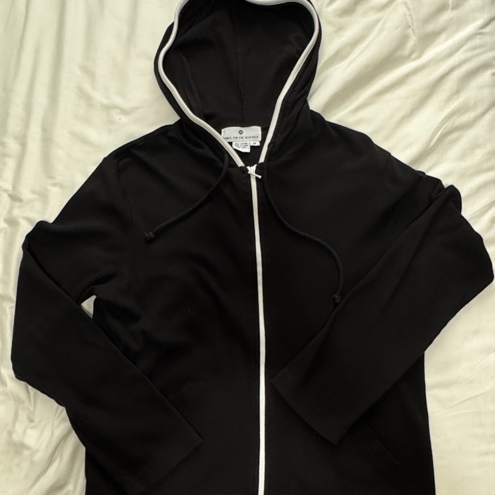 Saks Fifth Ave Black Hoodie with White Trim